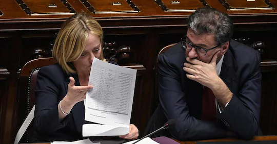 Giorgia Meloni e il ministro dell'economia Giorgetti